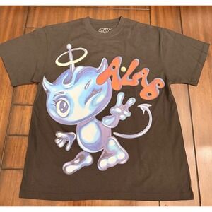 NWOT A-Lab Expand Your Mind Graphic Tee Mens XL Black Chrome Character Y2K Skate